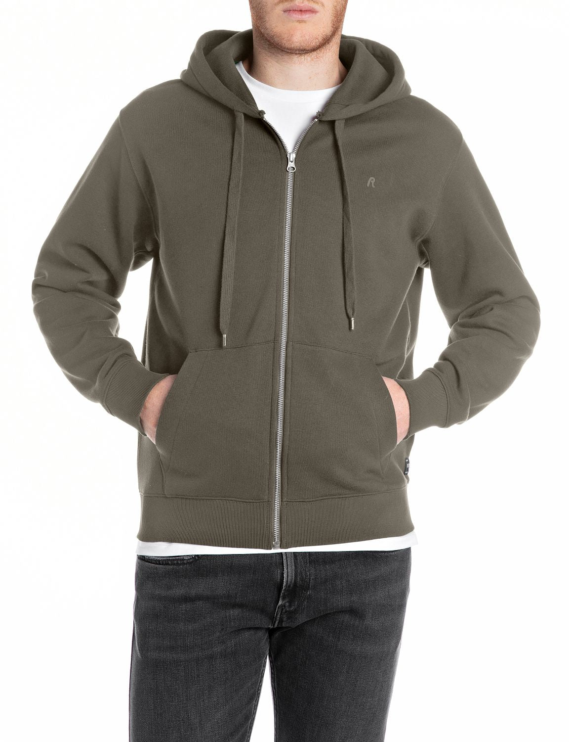 Replay Mud Green Full-Zip Hoodie