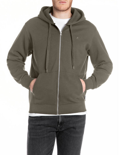 Replay Mud Green Full-Zip Hoodie