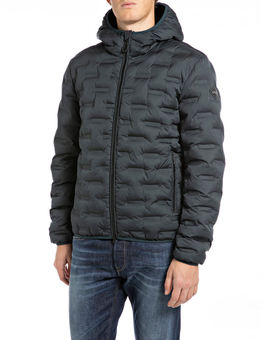 Replay Ocean Blue Puffer Texture Jacket