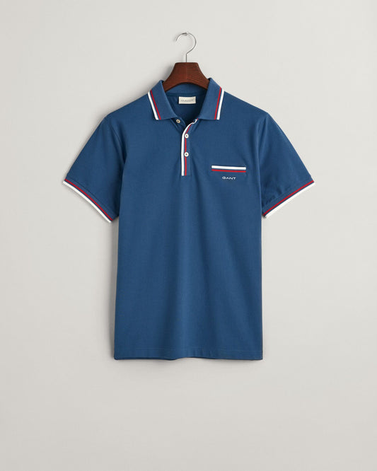Gant 2-Col Tipping SS Polo Dusty Blue