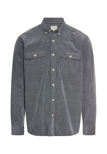 Camel Active Button Down Broken Corduroy Two Pocket Asphalt Shirt