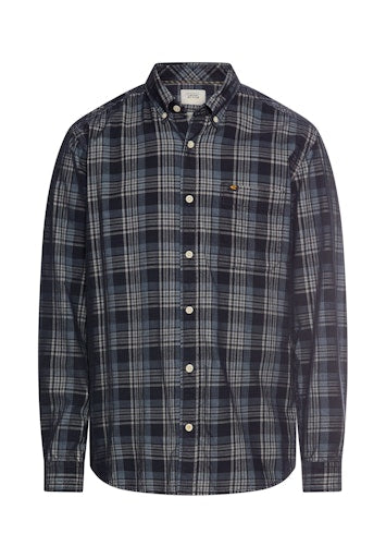 Camel Active Button Down Broken Corduroy Dark Navy Checkered Shirt