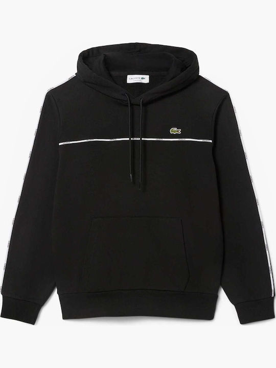 Lacoste Black Logo Stripe Sweater Hoodie