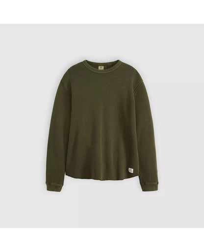 LEVI'S Relaxed Fit Long-Sleeved Olive Green Crewneck