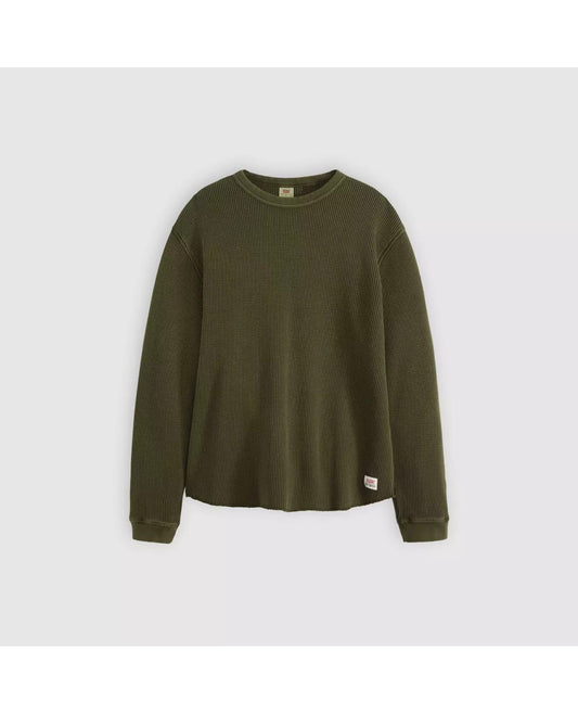 LEVI'S Relaxed Fit Long-Sleeved Olive Green Crewneck