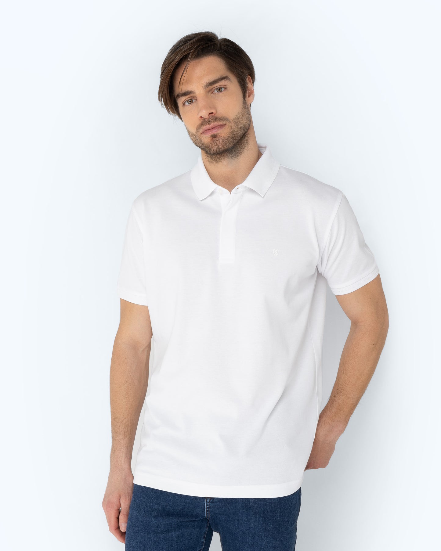 Bostonians Polo T-Shirt White Pima Cotton Regular Fit