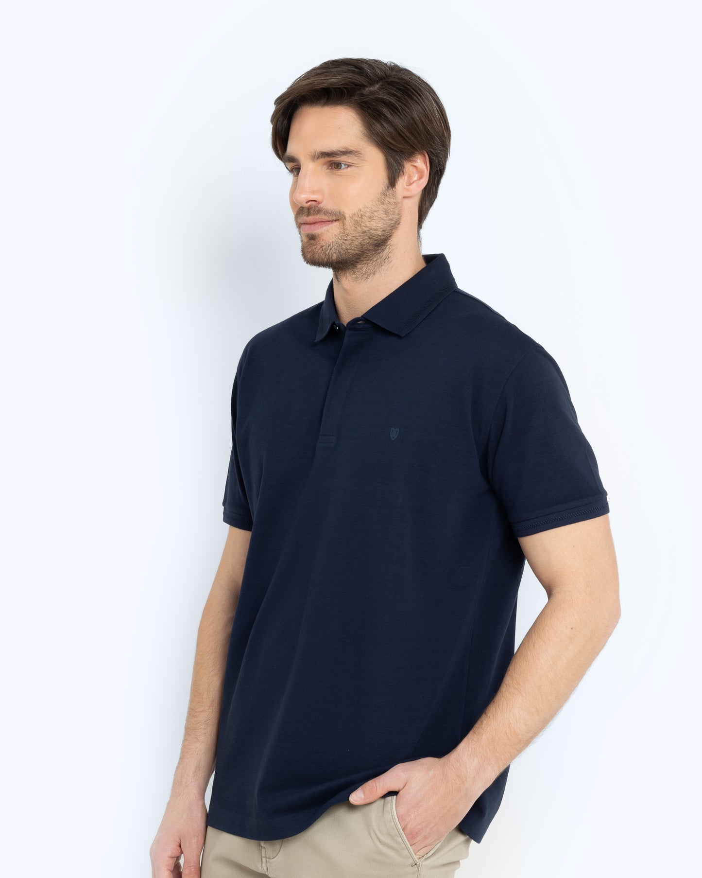 Bostonians Polo T-Shirt Navy Pima Cotton Regular Fit