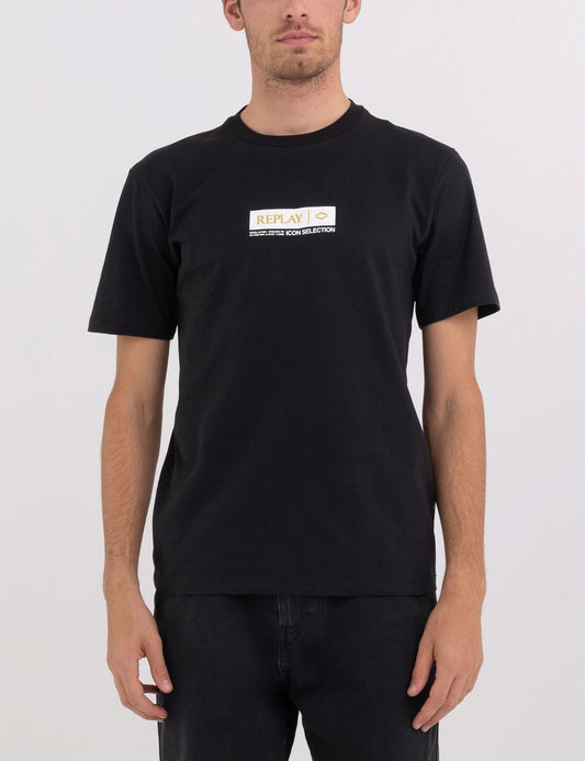 Replay Jersey Black T-Shirt with 3D Logo