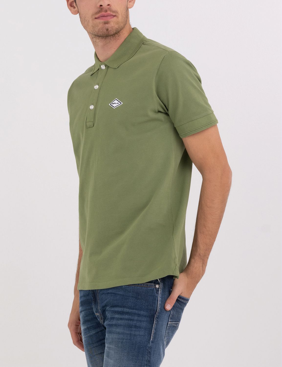 Replay Olive Green Polo T-Shirt