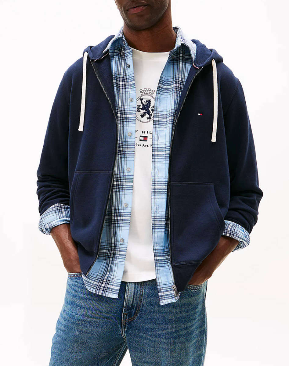 Tommy Hilfiger Essential Navy Fleece Zip Through