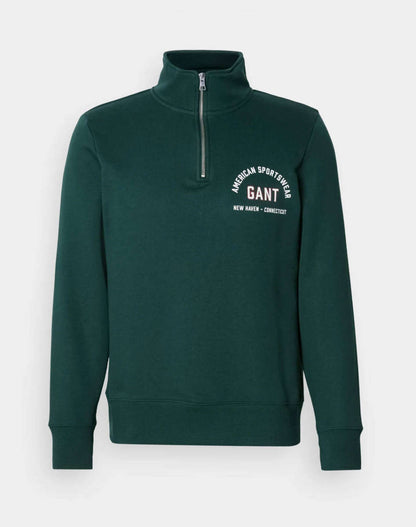 GANT Printed Graphic Tartan Green Half Zip