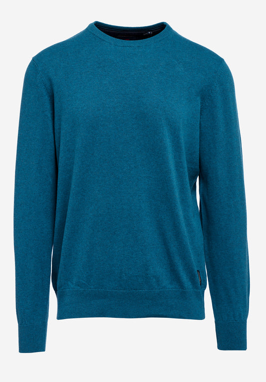 Funky Buddha Essential Βαμβακερό Midnight Blue Mel Πουλόβερ