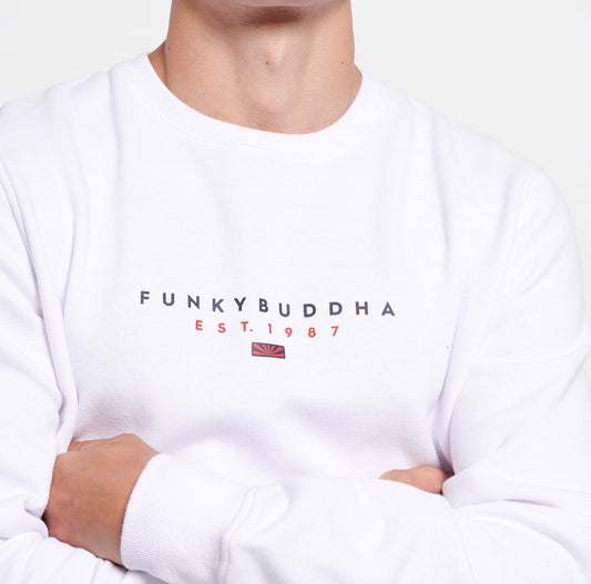 Funky Buddha White Sweatshirt with printed logo