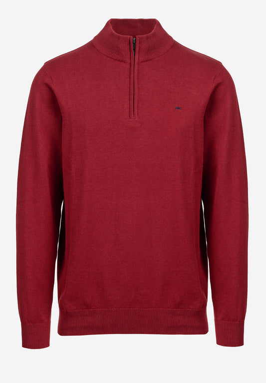 Funky Buddha Knitwear Persian Red Mel Sweater with Neck Zipper